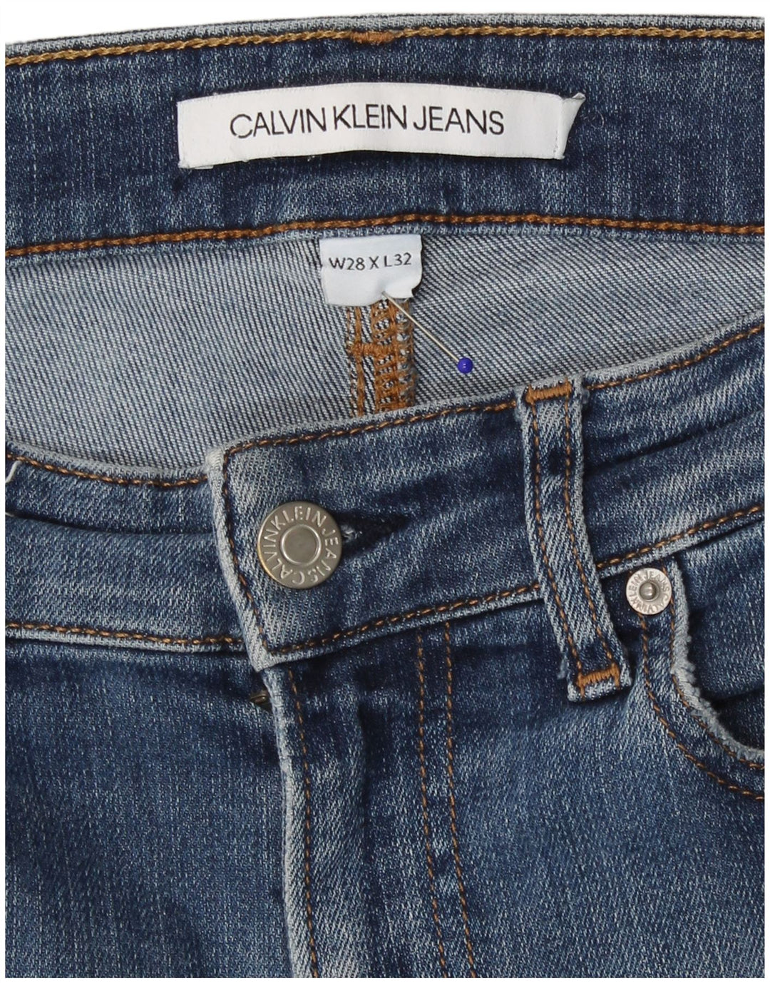 Calvin Klein Ανδρικό Slim Jeans W28 L27 Μπλε βαμβακερό