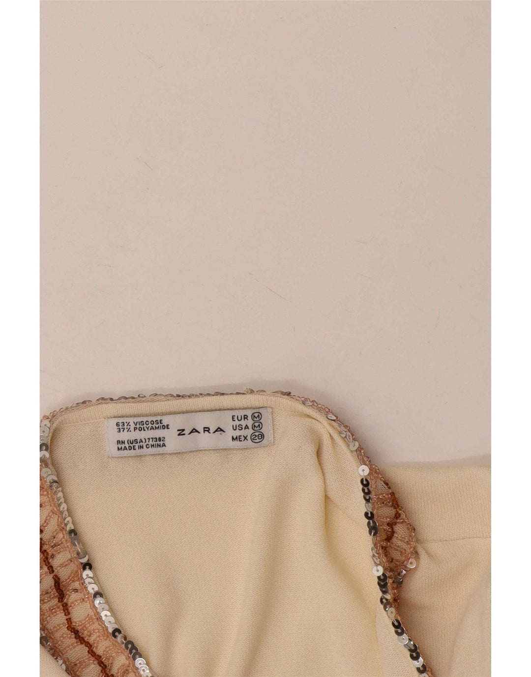 Zara Γυναικείο τοπ μακρυμάνικο UK 12 μεσαία μπεζ βισκόζη