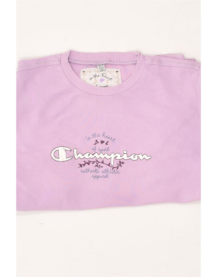 CHAMPION Girls Graphic Top Long Sleeve 11-12 Years Large  Purple | Vintage Champion | Thrift | Second-Hand Champion | Used Clothing | Messina Hembry 