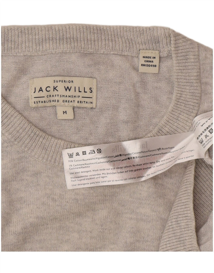 Jack Wills Ανδρικό πουλόβερ με λαιμόκοψη μεσαίου γκρι βαμβακερό