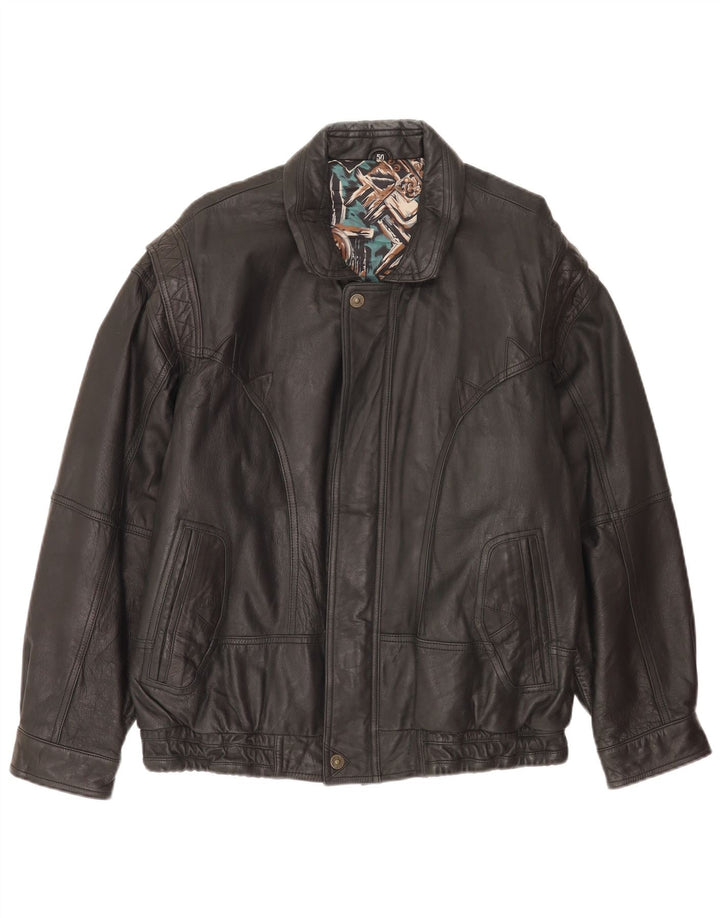 Vintage Ανδρικό Bomber Δερμάτινο Μπουφάν EU 50 Large Μαύρο Δερμάτινο