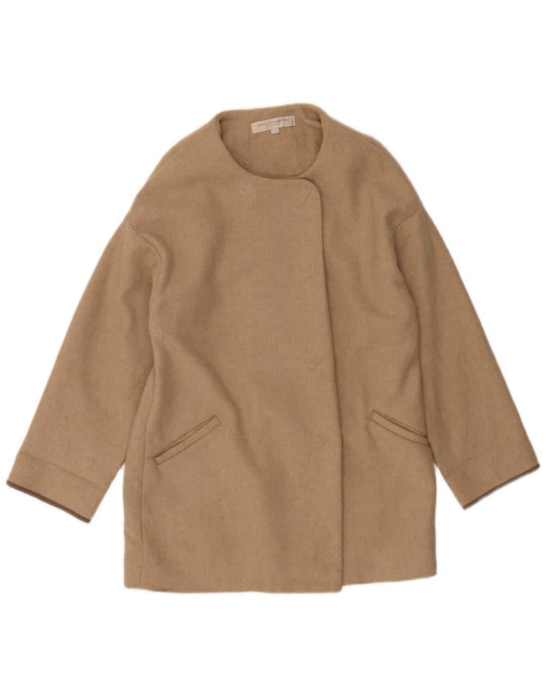 Γυναικείο Oversized Πανωφόρι Γαλλικής Connection UK 10 Small Beige Wool