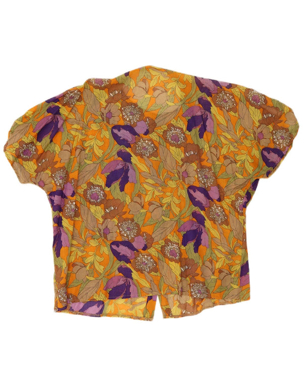 Vintage γυναικείο κοντομάνικο πουκάμισο μπλούζα UK 20 2XL Πολύχρωμο Floral