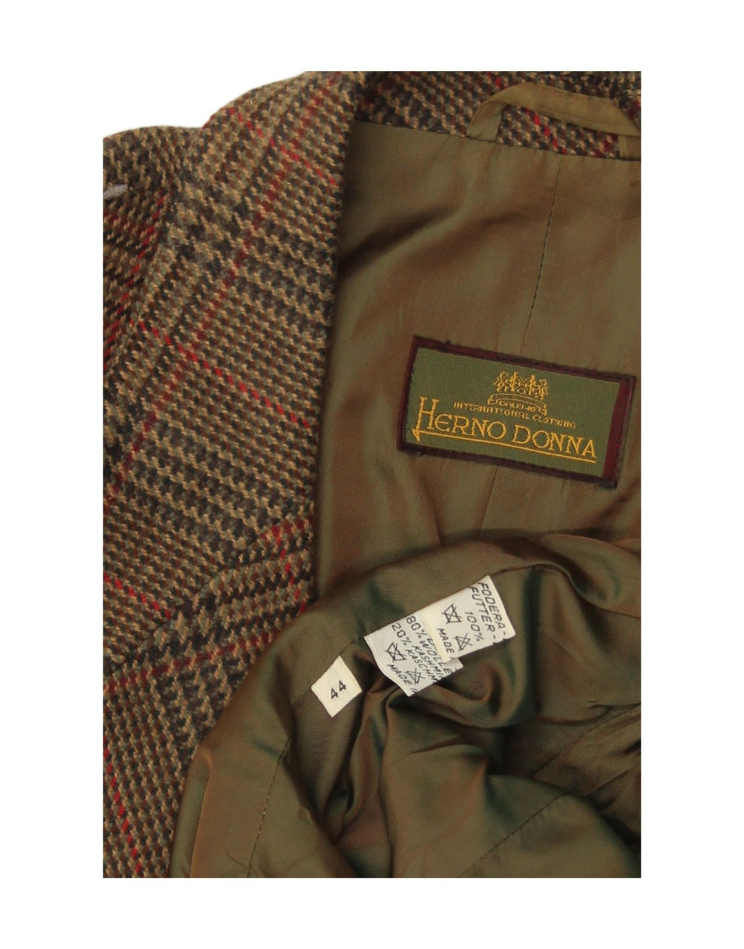 Herno Donna Γυναικείο Μπουφάν σακάκι IT 44 Μαλλί Houndstooth μεσαίου καφέ