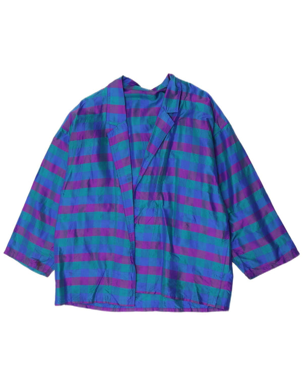Vintage Womens Open Blazer Jacket UK 14 Medium Blue Check