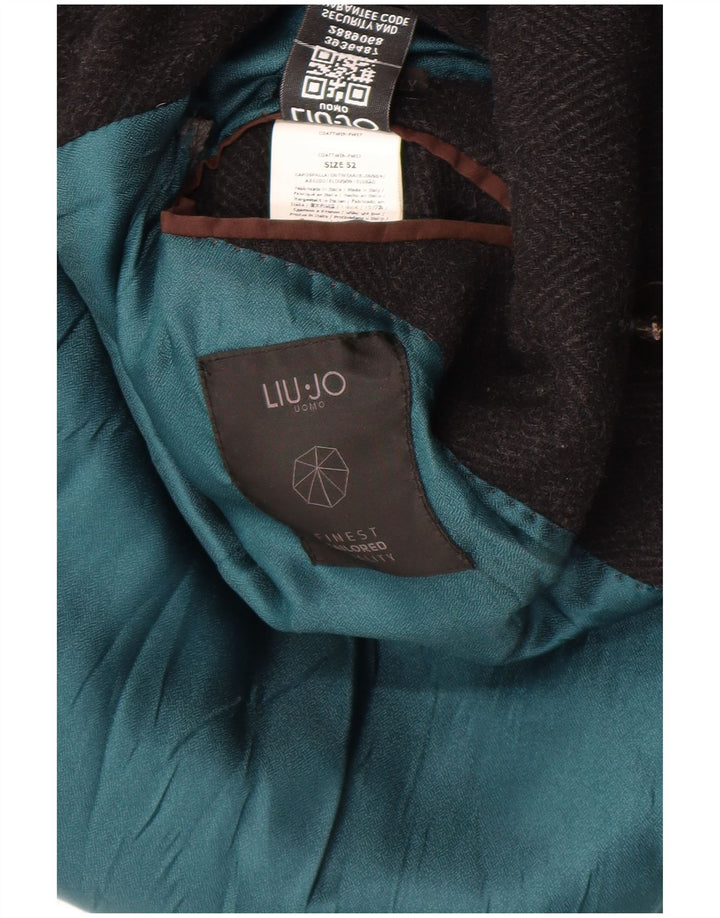 Liu Jo Ανδρικό παλτό με διπλό στήθος IT 52 XL Μαύρο Μαλλί ψαροκόκκαλο
