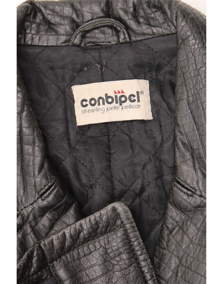 Conbipel Γυναικείο Δερμάτινο Παλτό UK 12 Medium Black Animal Print Classic