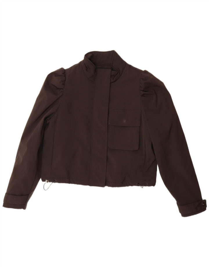 Zara Womens Crop Oversized Bomber Jacket UK 10 Small Black