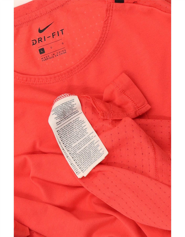Ανδρικό γραφικό μπλουζάκι Nike Dri Fit με μακρυμάνικο μεγάλο πορτοκαλί χρώμα