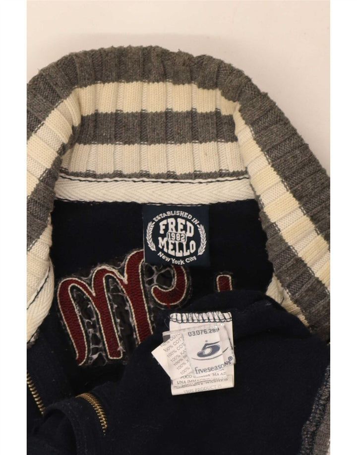 Ανδρικό πουλόβερ γραφικών ζακέτα Fred Mello Medium Navy Blue Colourblock