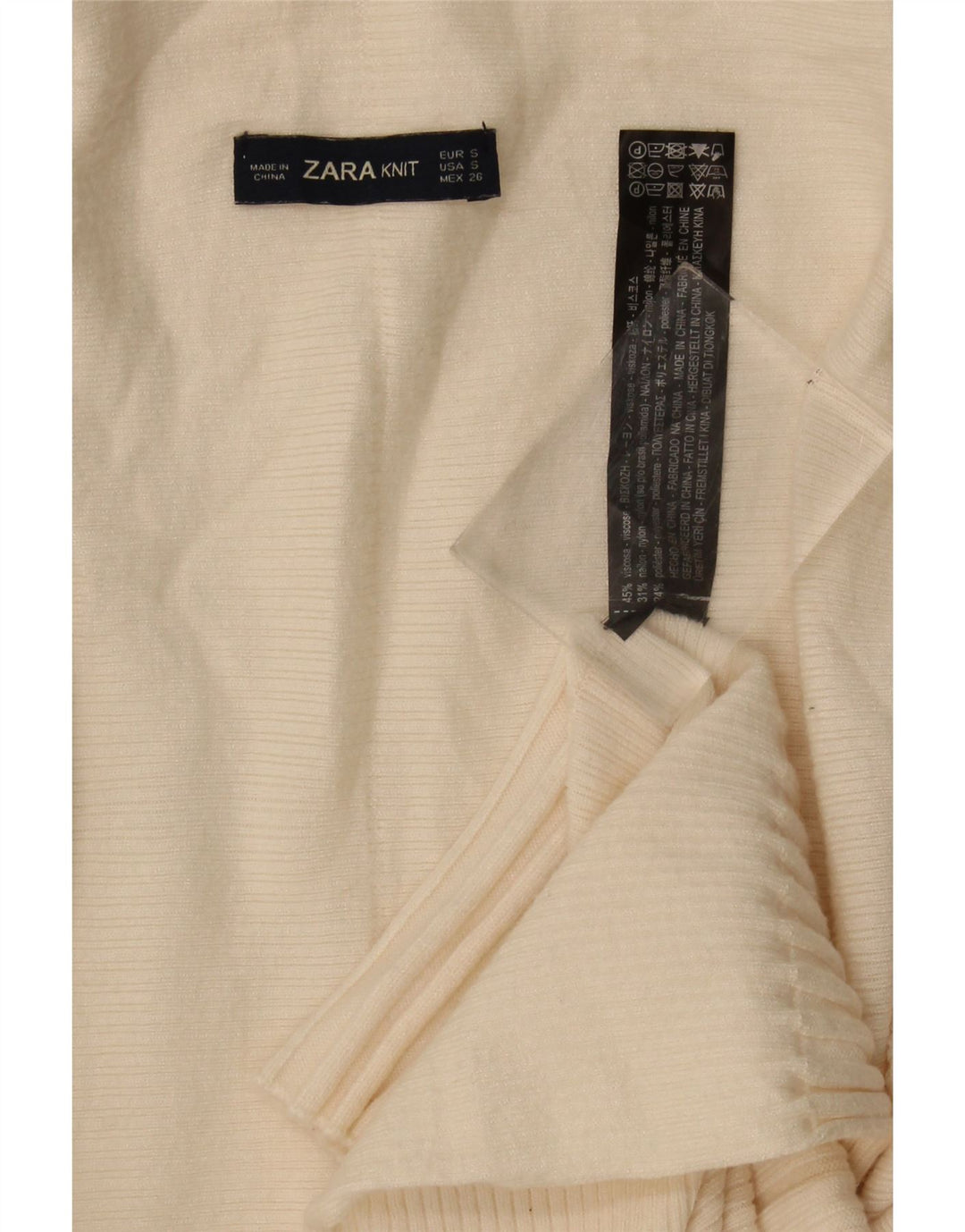 Zara Γυναικείο Longline ανοιχτό πουλόβερ UK 10 Small Beige