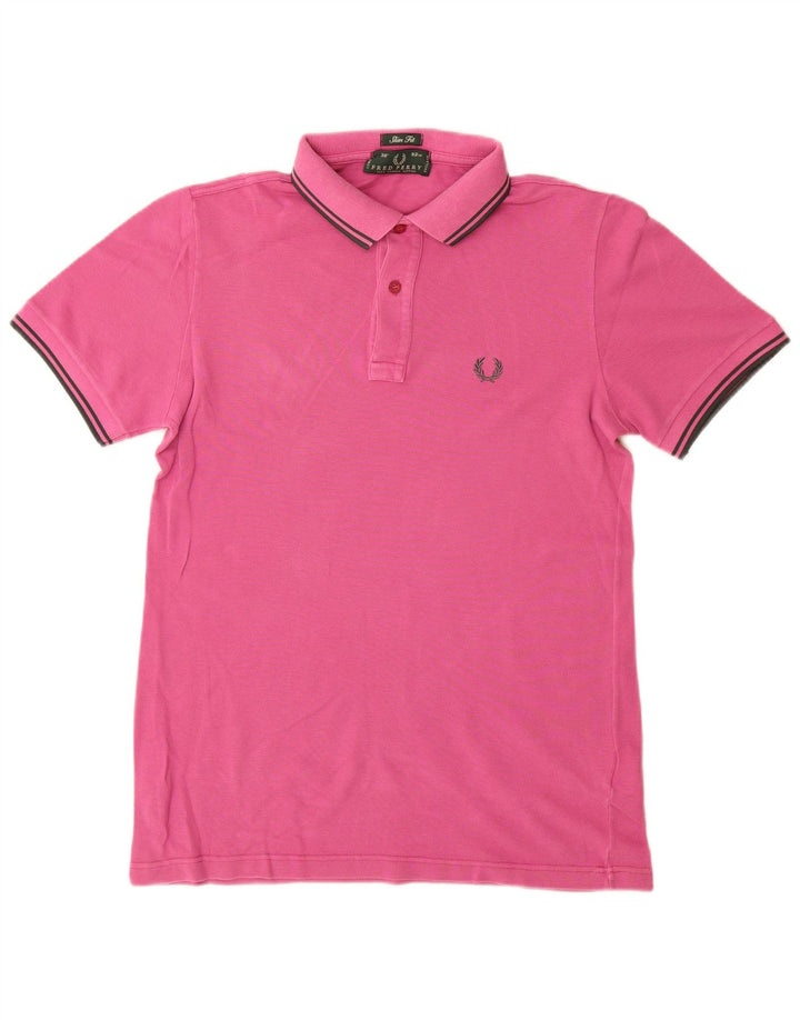 Fred Perry Ανδρικό πουκάμισο Polo Slim Fit Μικρό ροζ βαμβακερό