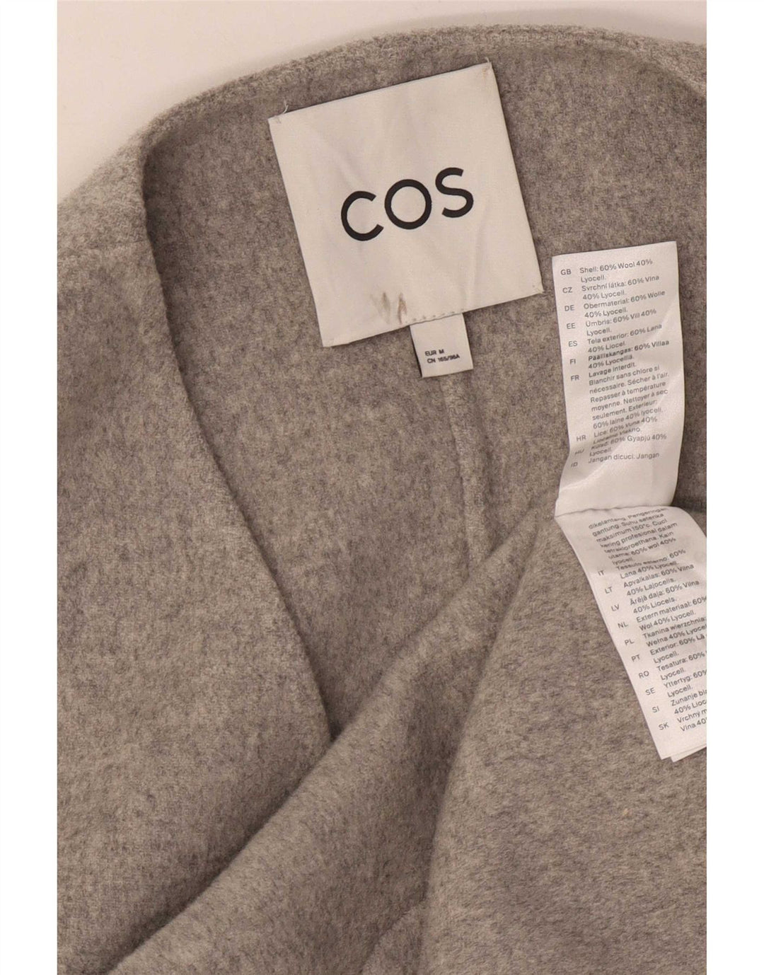Cos Γυναικείο Longline Oversized Gilet UK 14 Medium Grey Wool