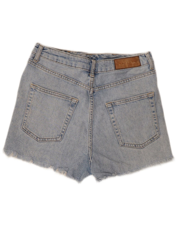Topshop Γυναικείο Mom Distressed τζιν σορτς UK 10 Small W28 μπλε βαμβακερό