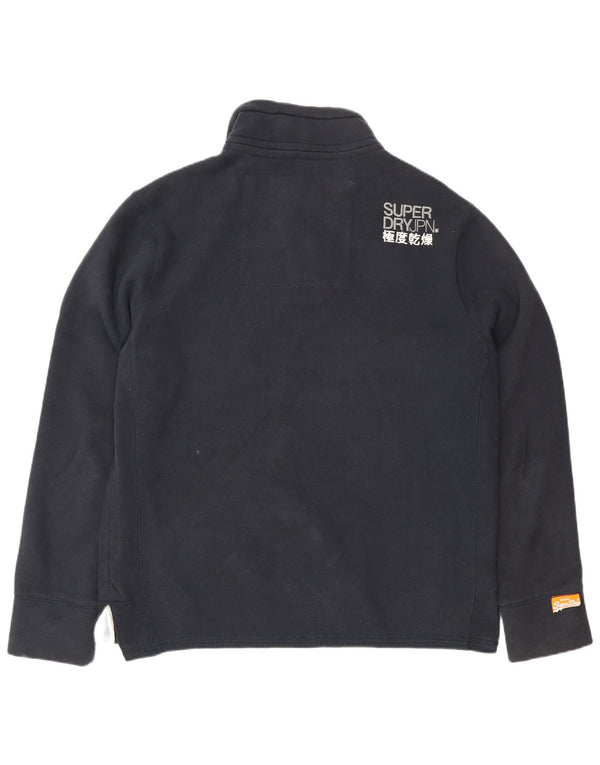 Ανδρικό φούτερ με γραφικό λαιμό με κουμπιά Superdry Jumper XL Navy Blue Cotton