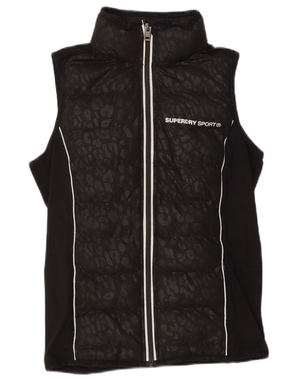 Superdry Γυναικεία γραφικά με επένδυση Gilet UK 10 Small Black Animal Print