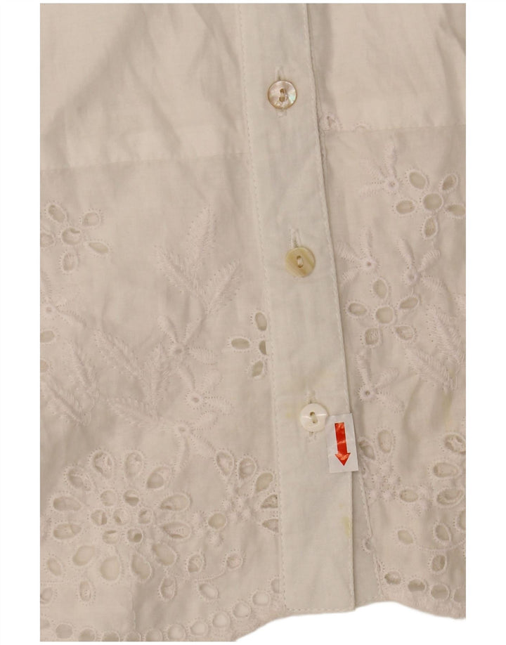 WAREHOUSE Γυναικείο κοντομάνικο πουκάμισο μπλούζα UK 10 Small White Polyester