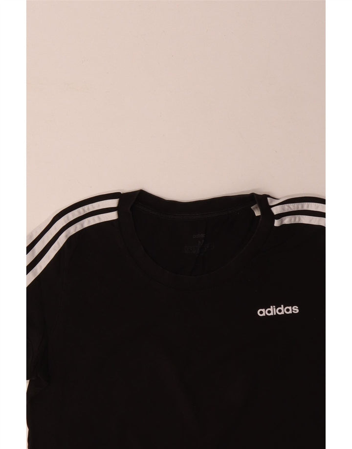 Γυναικείο T-Shirt ADIDAS Top UK 12/14 μεσαίο μαύρο βαμβακερό