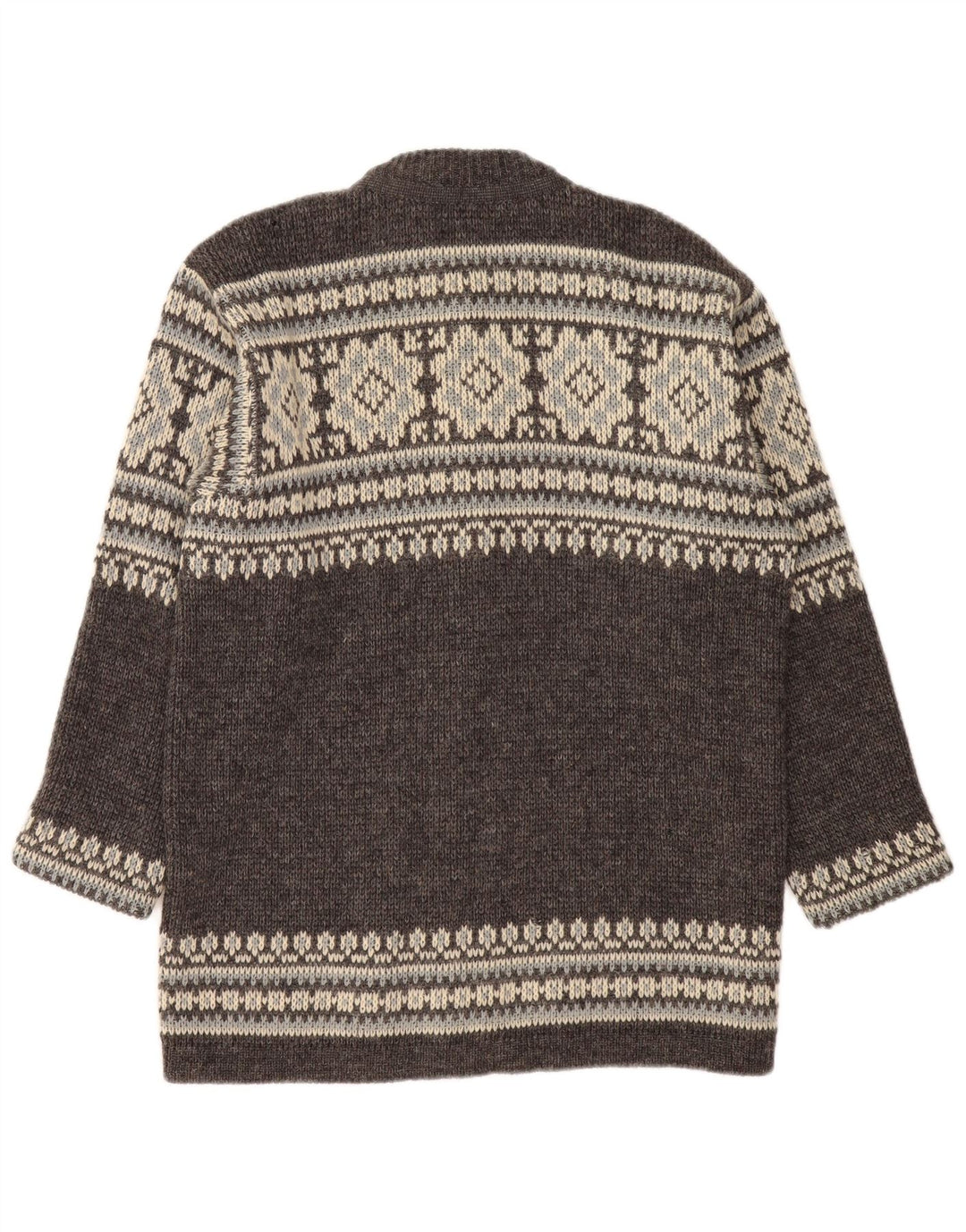 NORDSTRIKK Ανδρικό πουλόβερ ζακέτα Μικρό γκρι Fair Isle Virgin Wool