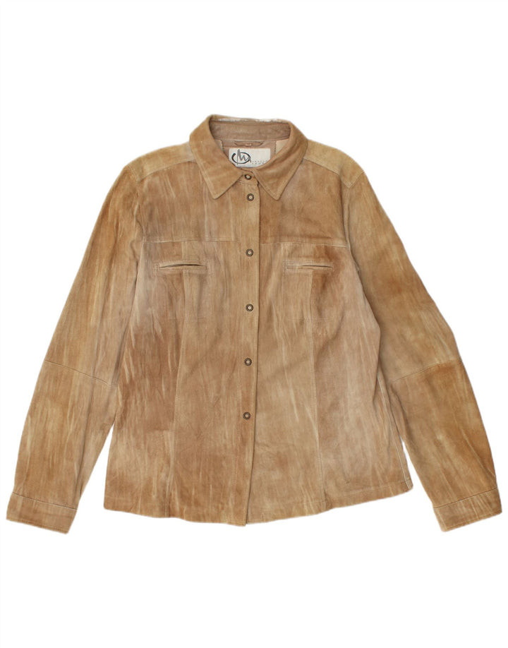 Marella Γυναικείο Suede πουκάμισο UK 16 Large Brown Δερμάτινο