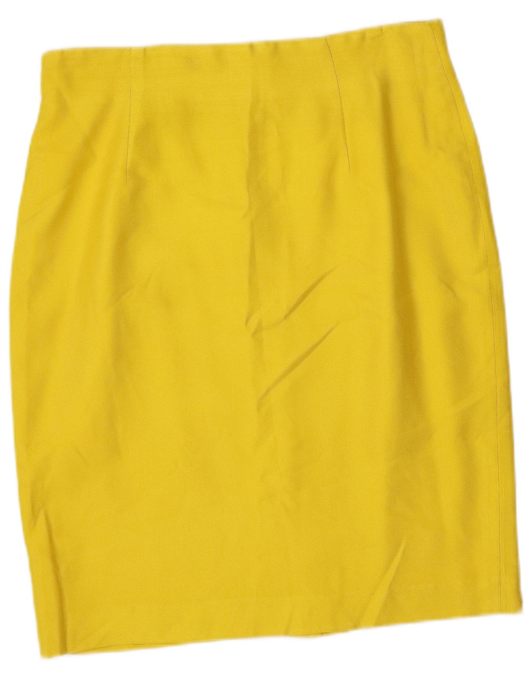 Vintage γυναικεία 4 κουμπιά 2 τεμάχια σετ φούστα IT 46 Μεγάλο W32 Κίτρινο Μεταξωτό