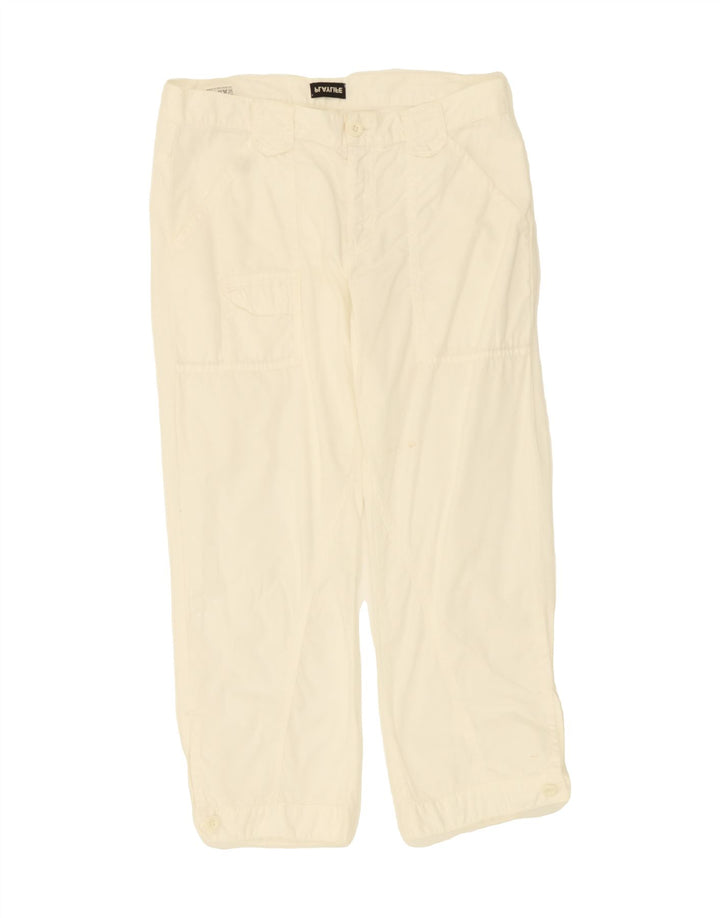 PLAYLIFE Womens Straight Cropped Trousers IT 44 Medium W30 L25 White Vintage Playlife and Second-Hand Playlife from Messina Hembry 