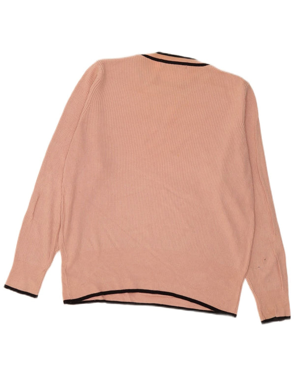 Marks & Spencer Womens Crew Neck Jumper Sweater UK 18 XL Pink Striped