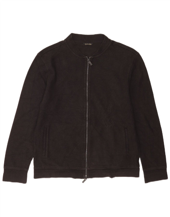Ανδρικό πουλόβερ Massimo Dutti Ζακέτα μεγάλο μαύρο βαμβακερό
