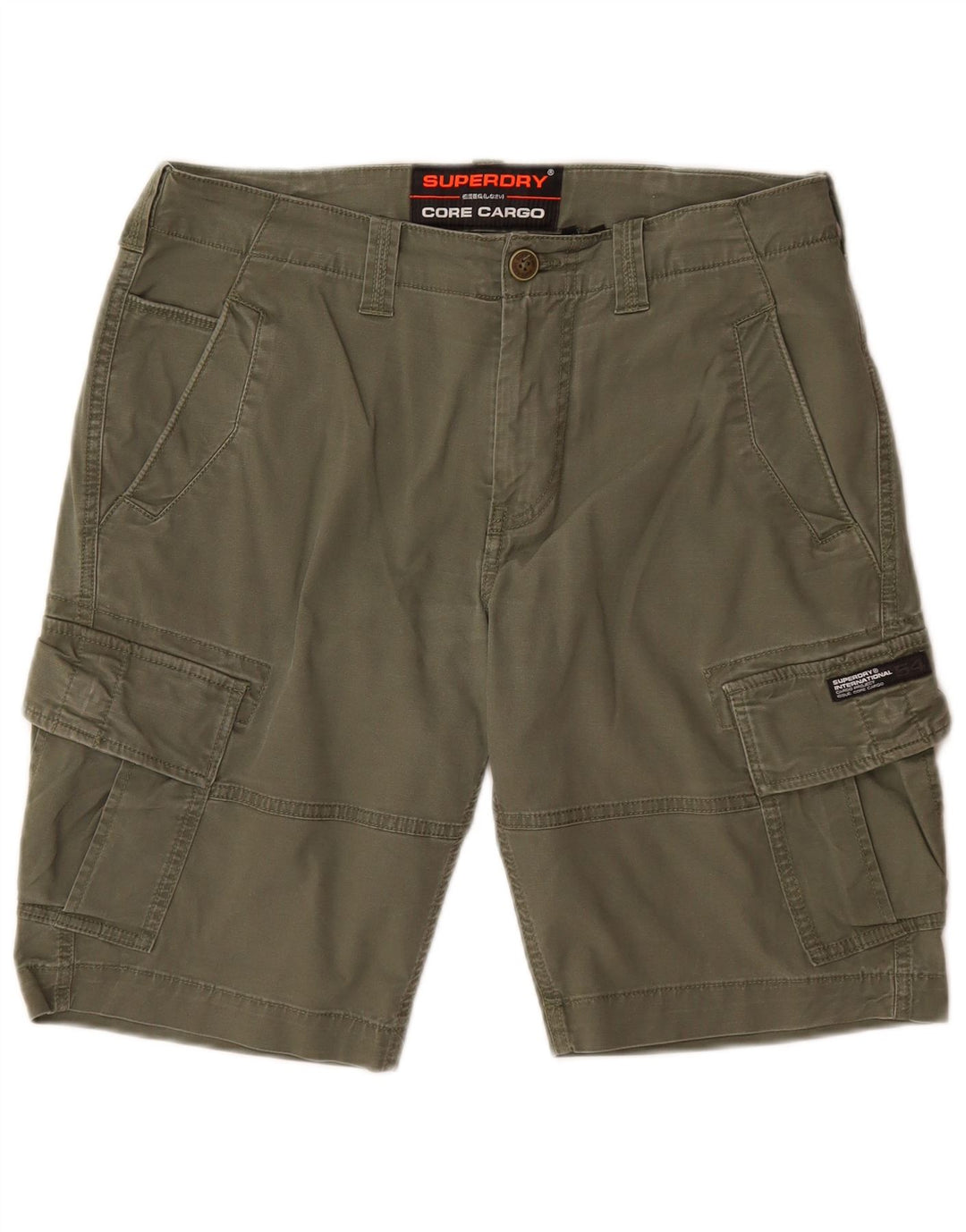 Ανδρικό σορτς Cargo Superdry W32 από μεσαίο χακί βαμβακερό