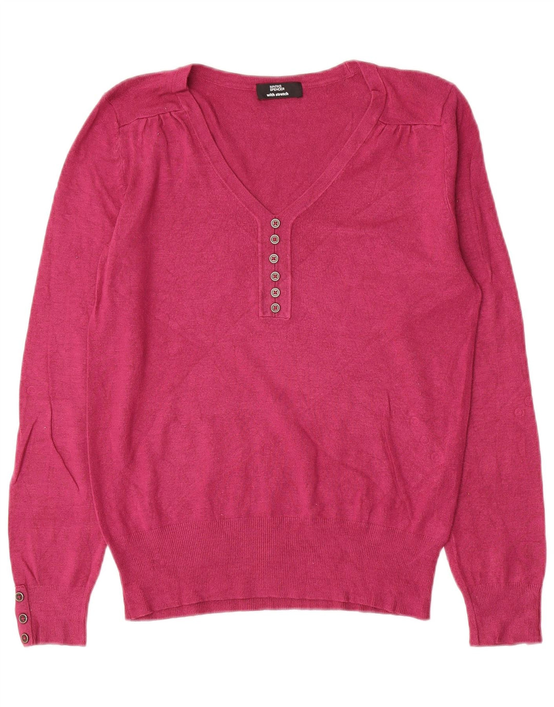 Marks & Spencer Γυναικείο πουλόβερ με λαιμόκοψη UK 14 Medium Pink