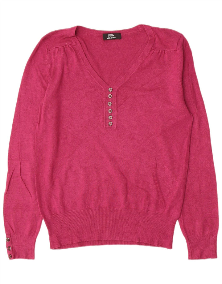 Marks & Spencer Γυναικείο πουλόβερ με λαιμόκοψη UK 14 Medium Pink