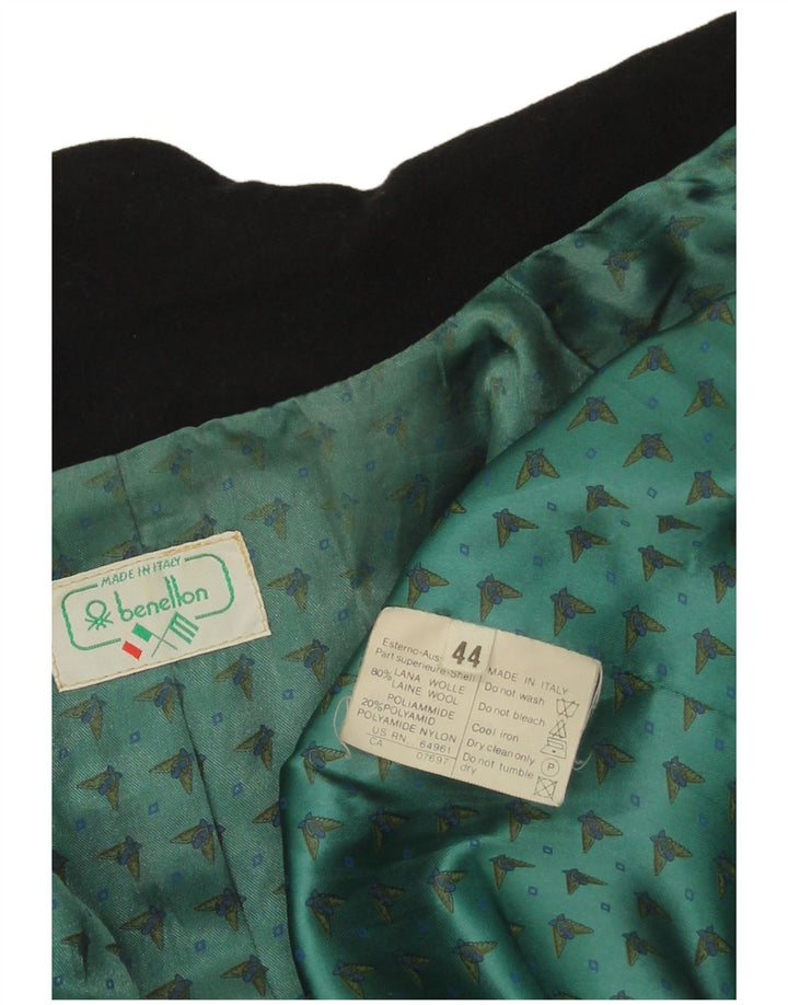 Benetton Γυναικείο Μπουφάν Blazer 1 Κουμπί IT 44 Μεσαίο Μαύρο Μαλλί