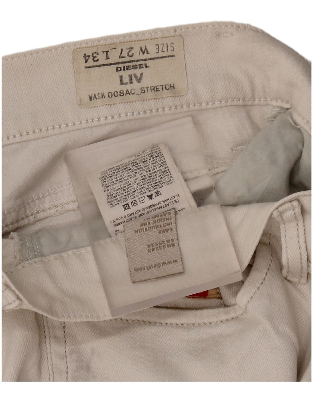 DIESEL Γυναικείο Liv Slim Straight Jeans W27 L24 Λευκό βαμβακερό