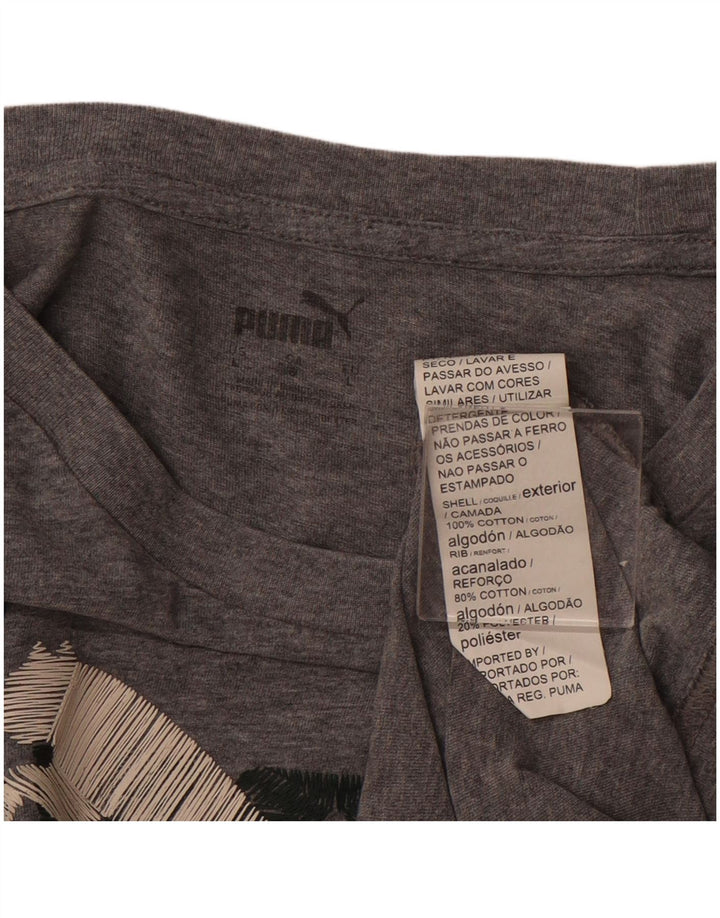 Γυναικείο γραφικό μπλουζάκι PUMA Top UK 16 μεγάλο γκρι βαμβακερό