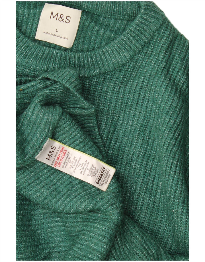 Marks & Spencer Ανδρικό πουλόβερ με λαιμόκοψη μεγάλο πράσινο πολυαμίδιο