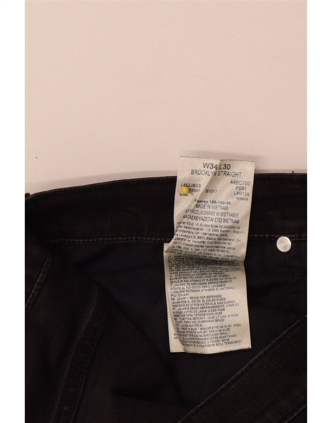 Lee Mens Brooklyn Straight Jeans W34 L30 Μαύρο βαμβακερό