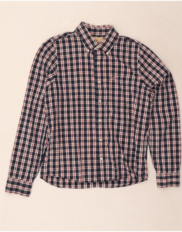Ανδρικό πουκάμισο Hollister Large Navy Blue Check Cotton