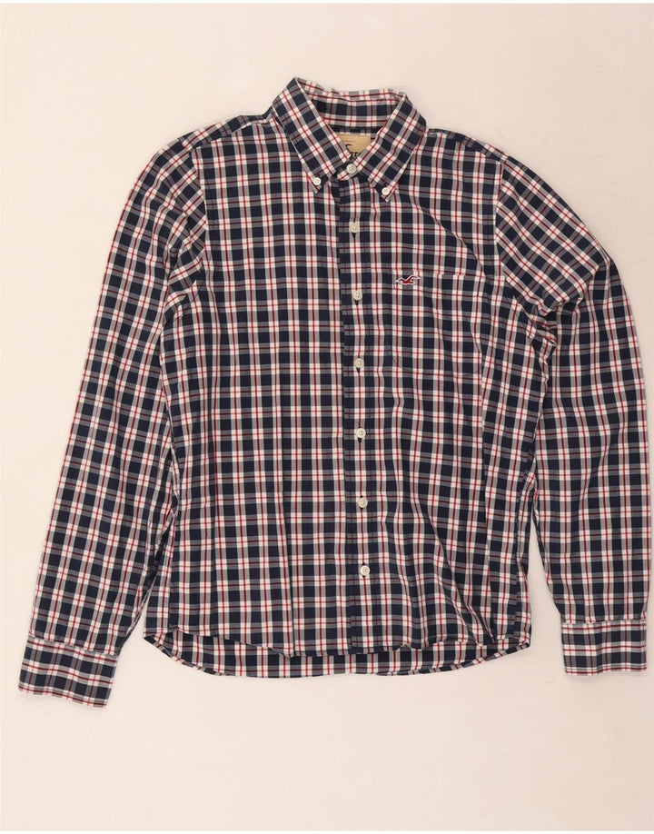 Ανδρικό πουκάμισο Hollister Large Navy Blue Check Cotton