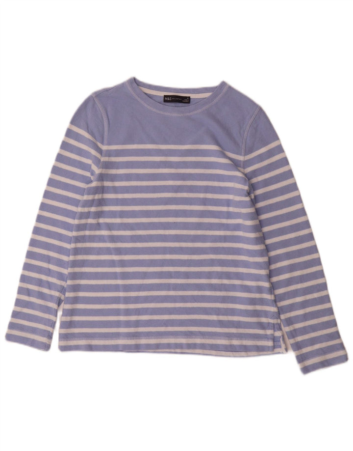 Marks & Spencer Γυναικείο μακρυμάνικο UK 10 Small Blue ριγέ βαμβακερό