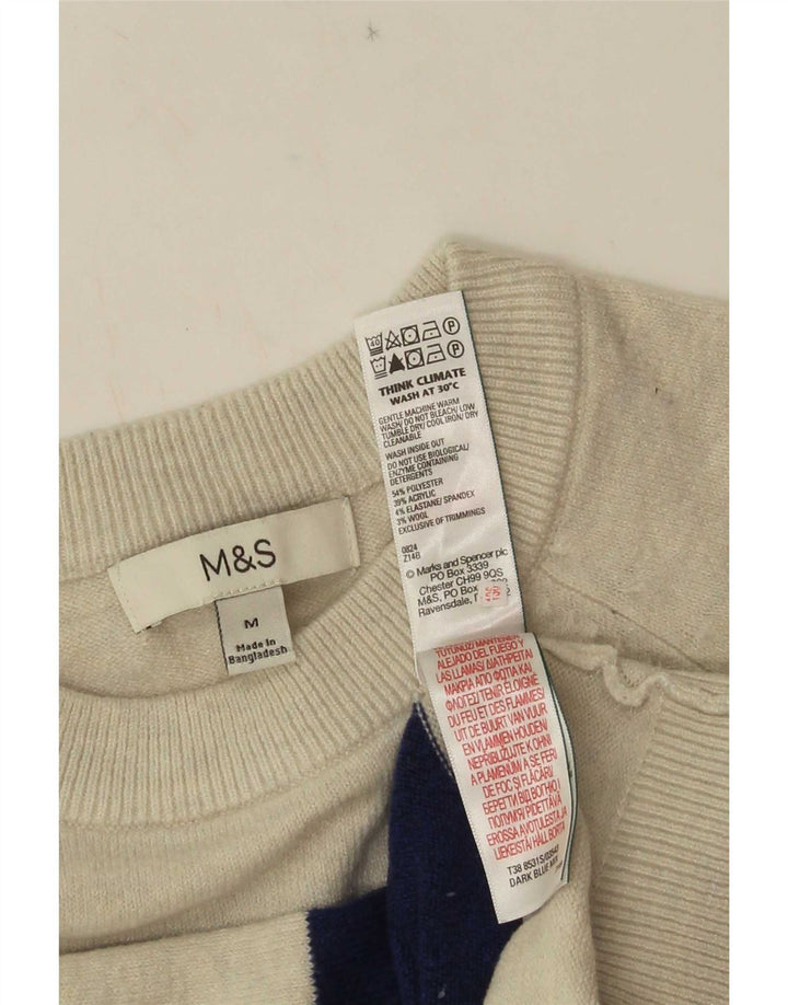 Marks & Spencer Γυναικείο πουλόβερ με λαιμόκοψη UK 14 μεσαίου μπλε ριγέ