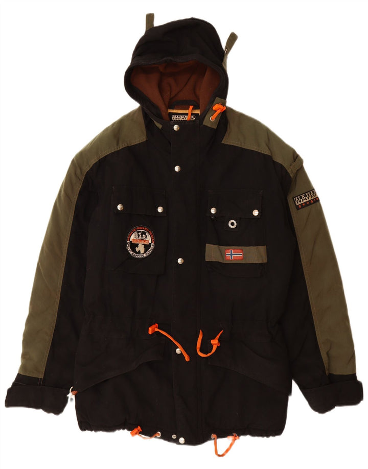 NAPAPIJRI Ανδρικό μπουφάν με κουκούλα αντιανεμικό UK 38 μεσαίο μαύρο πολυαμίδιο