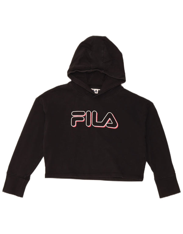 Fila Girls Crop Graphic Hoodie Jumper 11-12 Years Black