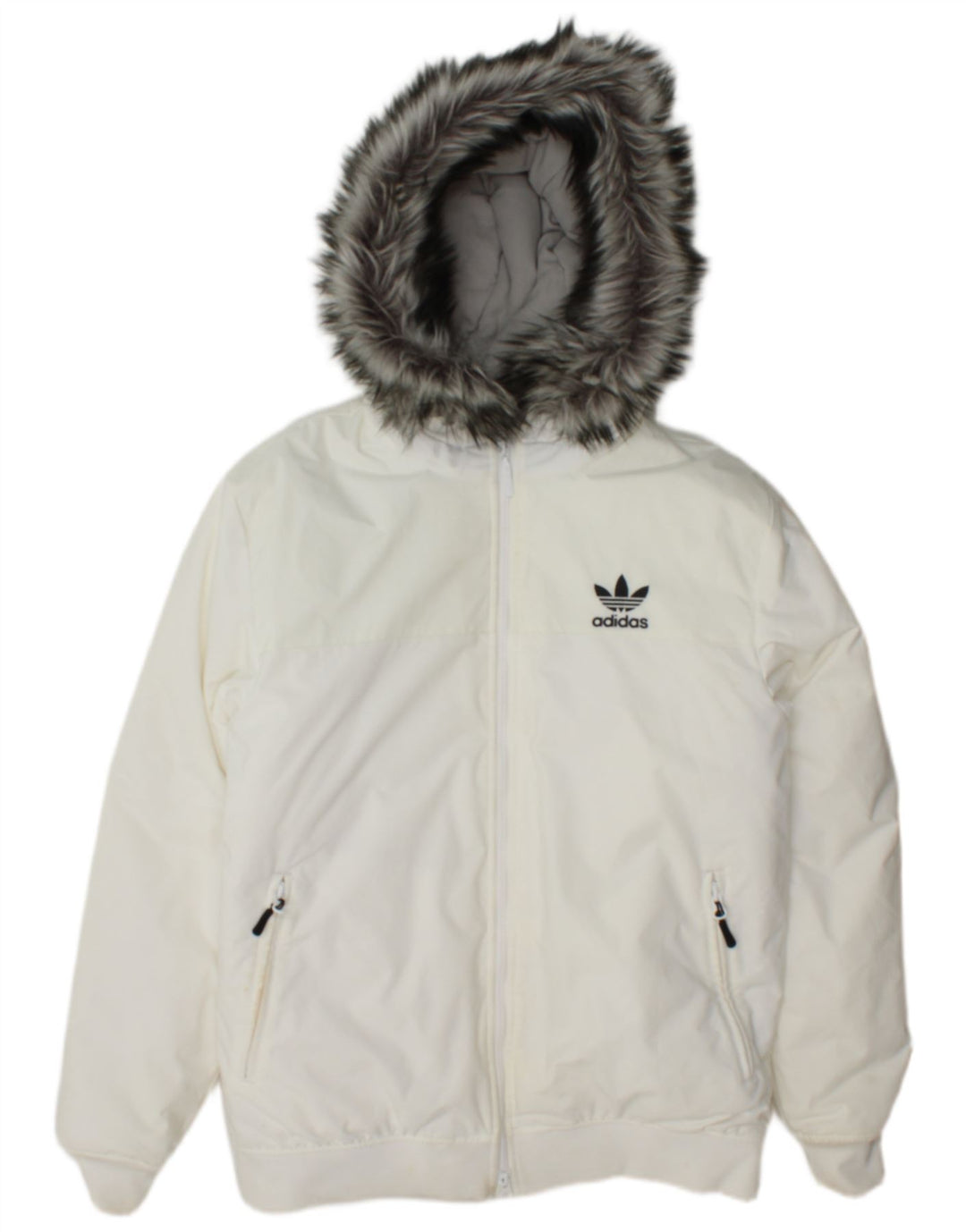 Ανδρικό μπουφάν με κουκούλα Adidas UK 38 Medium White Nylon
