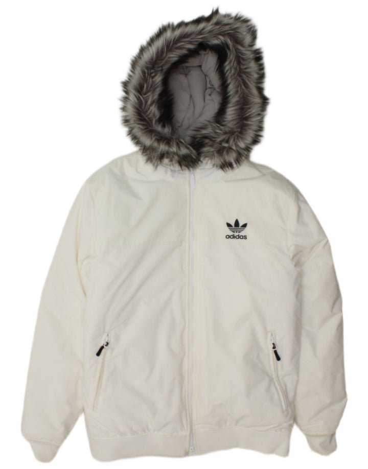 Ανδρικό μπουφάν με κουκούλα Adidas UK 38 Medium White Nylon