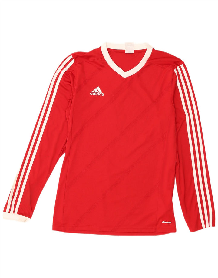 Adidas Mens Climalite Top Μακρύ μανίκι Μεσαίο κόκκινο πολυεστέρας