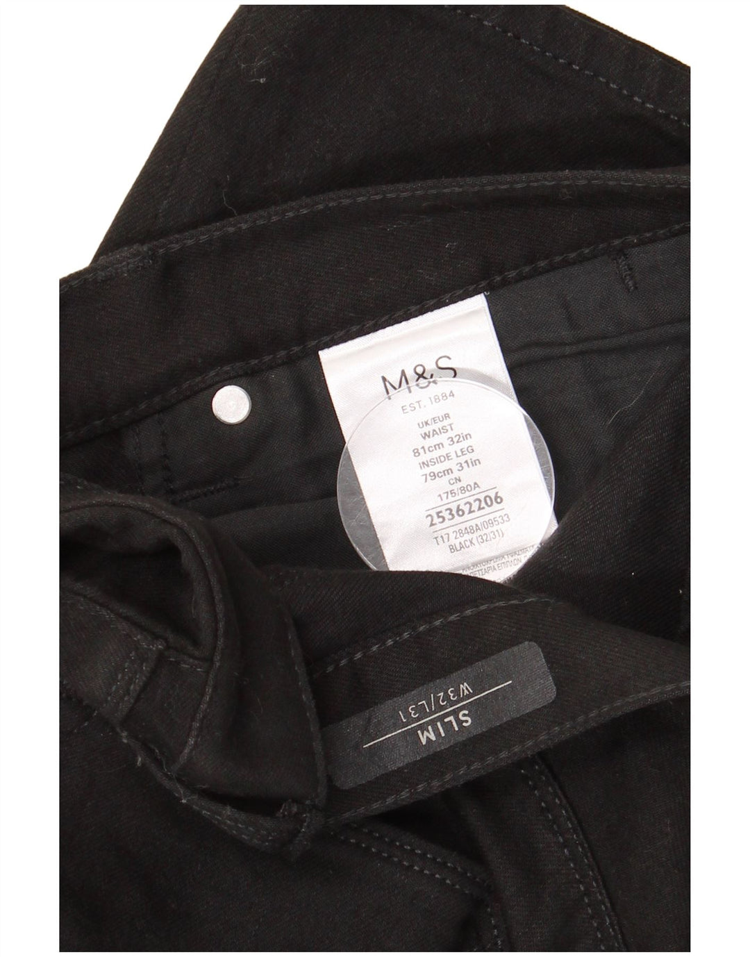 MARKS & SPENCER Ανδρικό Slim Jeans W32 L31 Μαύρο βαμβακερό
