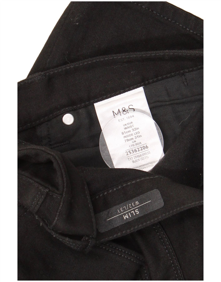 MARKS & SPENCER Ανδρικό Slim Jeans W32 L31 Μαύρο βαμβακερό