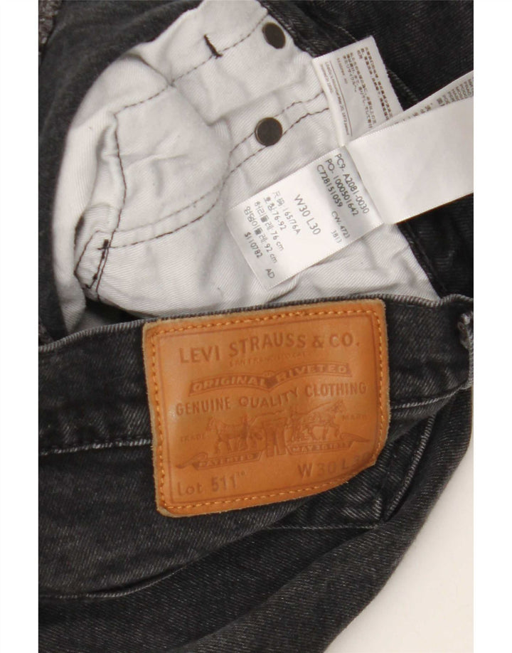 Ανδρικό τζιν Levi's Slim W30 L30 μαύρο βαμβακερό
