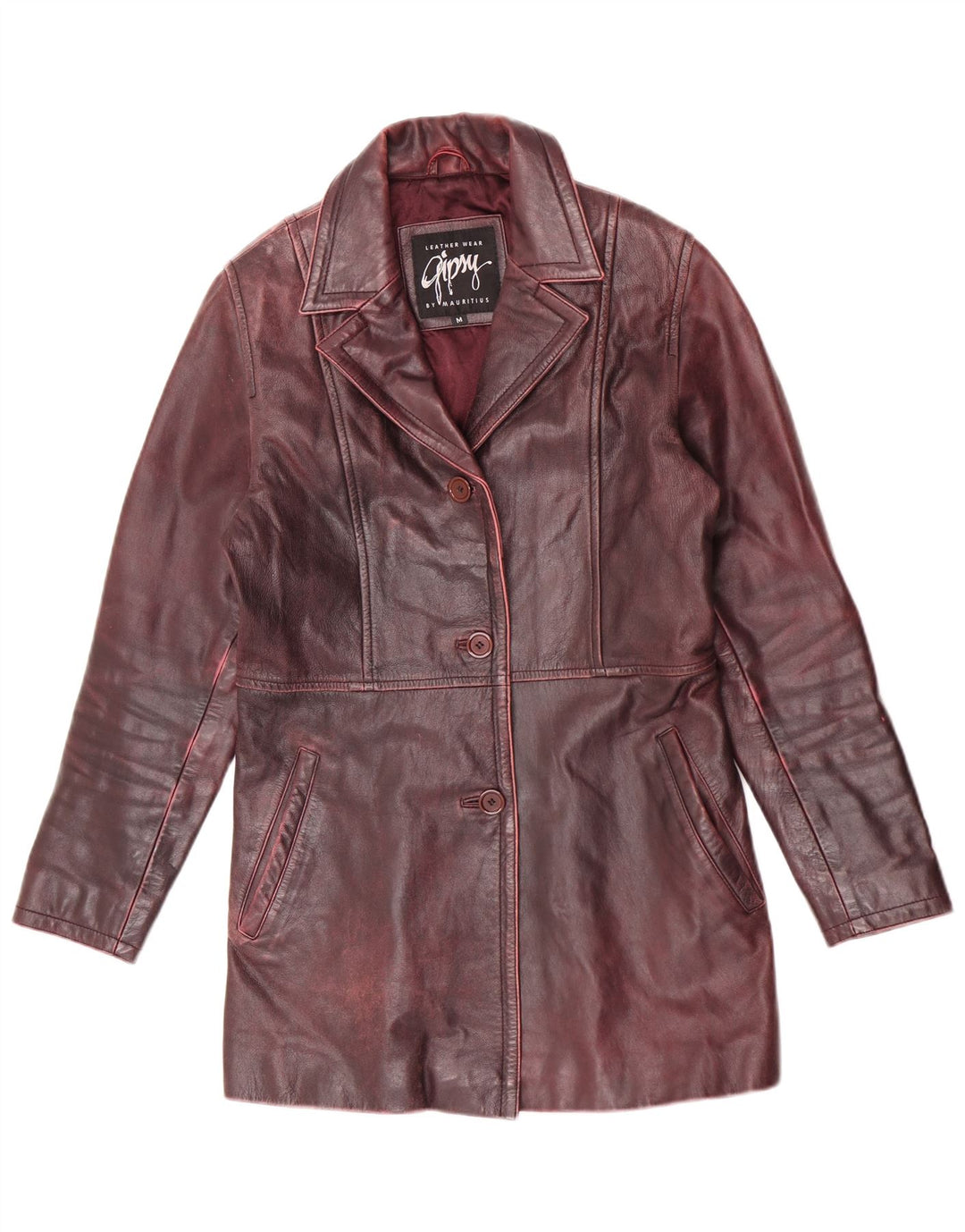 Gipsy by Mauritius Γυναικείο Δερμάτινο Παλτό UK 12 Medium Burgundy