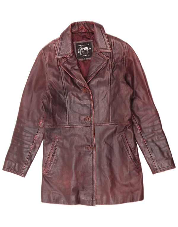 Gipsy by Mauritius Γυναικείο Δερμάτινο Παλτό UK 12 Medium Burgundy
